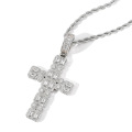 colar personalizado de joias com diamantes, homens mulheres cobre pavimentar com zircão banhado a ouro Jesus cruz colar corrente blingbling